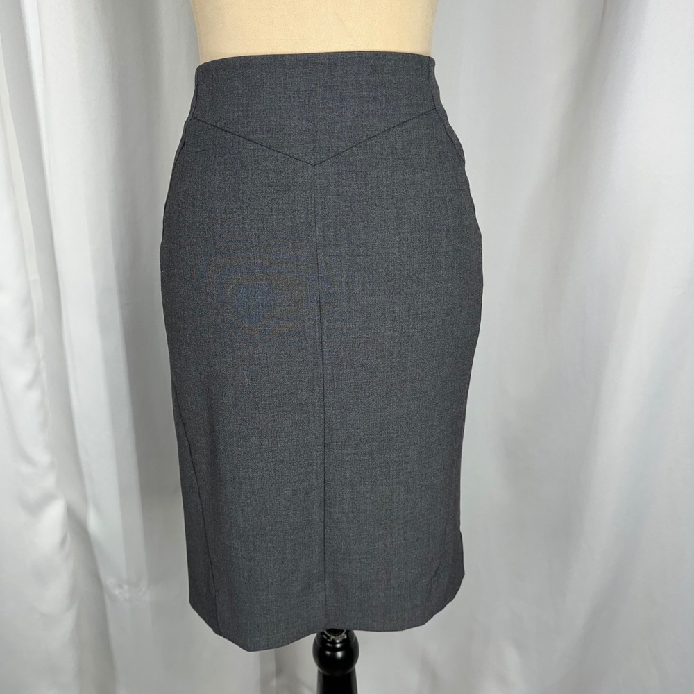 Worthington Pencil Skirt Size 8 Gray High Waist Career Midi Skirt